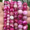 6/8/10mm Rojo Rosa Piel de Tigre Patrón de Dragón Ágata de Fuego Cuentas Redondas Accesorios para Joyería DIY Fabricación Productos Semi-Terminados Mayoreo
