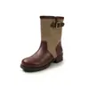 Botas de Cowboy com Salto Grosso Estilo Western, Bico Quadrado Retrô, -1925.999999999% de Desconto Novo Estilo Botas de Equitação Largas para Mulher