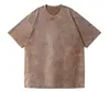Camiseta de Algodón Lavada y Desgastada de Marca Americana de Moda Personalizada 230g Cuello Redondo Pulóver Manga Corta Top Holgado Camiseta Juvenil