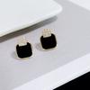 Pendientes geométricos con microincrustaciones de circonita y costuras cuadradas, elegantes y sencillos, con aguja de plata s925, combinables con todo, de alta calidad.