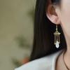 Pendientes de jade Hetian Loulan dorado con incrustaciones de jade y orquídea en plata 925, moda nacional, estilo étnico, cloisonné, estilo Palacio femenino