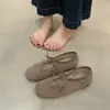 Zapatos Planos de Lana con Tira Cruzada y Punta Redonda, Cálidos, de Ballet, Bajos, con Suela Suave de Algodón, con Zapatos Mary Jane de Felpa para Mujer