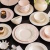 Vajilla de Cerámica de Alta Gama Estilo Ins Plato de Encaje de Rosa en Relieve Tazón Juego de Platos para el Corazón de Niña Plato para el Hogar
