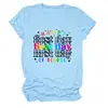 Feliz Primer Día de Clases Sitio Independiente de Amazon Moda Casual Camiseta de Manga Corta con Cuello Redondo para Mujer