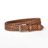 Cinturón Tejido de Cuero PU de Nuevo Estilo Transfronterizo para Mujer, Cinturón Delgado Retro Simple, Cinturón Casual para Jeans con Hebilla de Pin