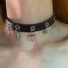 Cadena para el cuello de hombre negra estilo europeo y americano, collar de cuero PU punk rock hip-hop, correa para el cuello de mujer, collar con remaches de calavera, joyería para mujer