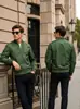 Jaqueta robusta masculina de manga comprida para outono, jaqueta de voo casual da moda masculina, blusa casual de manga comprida estilo aviador masculina