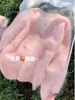 Suéter de piel de visón color rosa melocotón suave y cremoso con cuello en V para mujer, un top de punto de mohair de alta gama para otoño e invierno