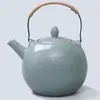 Tetera Artesanal Original de Esmalte Mineral Verde Ciruela con Asa, Olla para Preparar Té Doméstica de Gran Capacidad con Filtro, Juego de Té Estilo Retro Japonés