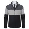 Cárdigan cruzado para hombre otoño e invierno, cuello alto, suéter con forro polar, chaqueta engrosada, moda masculina, suéter casual