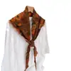 Bufanda fina triangular de estilo nacional retro estampada para mujer, bufanda de cuello de verano, bufanda fina cálida personalizada, bufanda bufanda bufanda