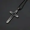 Collar con Cruz de Acero de Titanio Transfronterizo Europeo y Americano para Hombres, Joyería de Colgante Minimalista Único y de Moda con Cruz Hueca de Luz Estelar