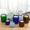 Tapa de Aluminio Marrón con Borde Enrollado, Taza de Aromaterapia, Taza para Velas de Aceite Esencial, Botella Difusora de Vidrio Transparente, Adorno para Eliminar Olores del Baño