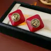 Pendientes Vintage de Plata con Forma de Rombo y Gota de Aceite Estilo Palacio Retro Exquisitos Pendientes de Botón Lujo Ligero Pendientes de Gama Alta