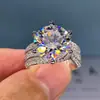 Deseo Transfronterizo Más Vendido Nuevo Clásico Lujo Grupo Anillo de Diamante Anillo Totalmente de Diamante Joyería Popular Europea y Americana Venta al por Mayor