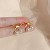 Pendientes de plata S925 con forma de mini perla y lazo, con aguja de verano, estilo coreano, con personalidad y sentido de la moda.