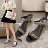 Sandálias Femininas Sexy de Strass Slip-On 2026 Nova Moda Primavera Sandálias de Salto Alto Bico Aberto Versáteis para Uso Externo
