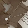 Collar de Amor Cepillado Mate Estilo Coreano para Mujer Plateado Cadena para Clavícula Dulce de Alta Gama Circonita Simple Nicho