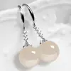 Pendientes Elegantes para Mujer, Pendientes de Calcedonia Imitación Jade Verde, Nuevos Pendientes Largos de Jade Verde de Moda, Pendientes de Piedras Preciosas Antialérgicos