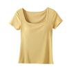 Pijama feminino de verão com bojo, peça única, sem sutiã, roupa de casa, camiseta de verão de manga curta