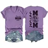 Mãe Sênior 2027 Amazon Wish Site Independente Moda Versátil Feminina Gola V Manga Curta Camiseta Transfronteiriça
