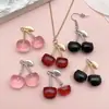 6 Resina Fruta Tridimensional Colgante Cereza Grande Hecho a Mano DIY Llavero Bolsa Collar Accesorios de Joyería para Mujer