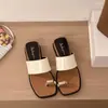Chanclas Casuales de Cuña con Hebilla Metálica Escarchada de Suela Plana Estilo Retro Coreano para Mujer, Sandalias de Tira Gruesa para Uso al Aire Libre en Verano