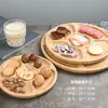 Bandeja Redonda de Bambú de Cinco Compartimentos Estilo Japonés, Bandeja de Bambú para Uso Doméstico, Bandeja para Snacks, Bandeja para Té de Frutas Secas, Plato Redondo para Cena, Plato para Frutas, Venta al por Mayor