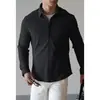 Camisa Clásica Americana de Hombre con Cuello y Textura de Canalé Vertical, Nuevo Estilo Primavera 2026, Casual Transpirable de Fácil Cuidado
