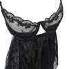 Camisola de Malha com Flocagem de Verão Lingerie Transparente Roupa de Casa Sutiã com Aro Camisola Franzida Sexy Tamanho Plus para Mulheres Curvilíneas