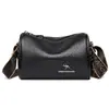 Bolso Cilíndrico de Cuero Suave Texturizado para Mujer con Correa Ancha para el Hombro, Gran Capacidad para Guardar Cojines, Bolso Cruzado Casual y Versátil para Madres