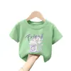 2303 # Camiseta de Manga Corta para Niña 2025 Nuevo Estilo Veraniego para Niños Tops Talla Mediana y Grande Ropa para Niños Camiseta 100% Algodón para Niña