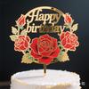 Ins Transfronterizo Impresión a Color Acrílico Inserto para Pastel de Cumpleaños Flores de Color Claro Feliz Cumpleaños Decoración para Pastel