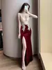 Vestido de Noche Estilo Puro Deseo para Mujer 2026 Nuevo Modelo Cintura Alta Sirena Modelo Anfitrión de Coche Vestido Largo