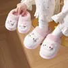 Pantuflas de algodón para niños de EVA para niñas, gato KT de dibujos animados, cálidas y afelpadas, antideslizantes, de suela gruesa, estilo padre-hijo, pantuflas de algodón para el hogar para invierno