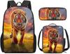 Mochila Escolar Tigre Conjunto de Três Peças para Escola Primária Jardim de Infância Bolsa de Ombro/Lancheira Mochila