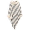 Cuello de piel sintética de conejo rex, capa tipo jersey de punto para mujer, chenilla cálida, comercio exterior, en stock, venta al por mayor, suéter chal a rayas