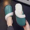 Pantuflas de algodón para el hogar de piel de oveja para otoño e invierno, hombres y mujeres, dormitorio, nueva superficie de cuero genuino, pantuflas cálidas de invierno, suela suave antideslizante