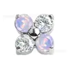 Arete de titanio bañado en oro con forma de trébol de cuatro hojas y circón, arete de clip para cartílago con forma de trébol de la suerte de circón multicolor, accesorios para piercing