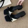 Temporada del Primer Encuentro: Sandalias de Tacón Grueso, Inspiración Chanel, Punta Abierta para Uso en Exteriores, Zapatos de Hada, Nueva Colección Verano 2026, Sandalias con Lazo y Punta Cuadrada
