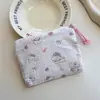 Bolsa Cosmética Linda Azul Caricatura Mini Billetera Algodón Puro Bolsa Pequeña de Tela Auriculares Lápiz Labial Bolsa de Almacenamiento Portátil