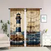 Cortinas Criativas de Verão Transfronteiriças com Estampa de Linhas do Mar, Conchas e Corais para Decoração de Ambiente de Sala de Estar e Quarto