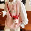 Linda Bolsa Infantil con Moño de Dibujos Animados, Mini Bolso Cubo para Niñas Estilo Chanel con Perlas, Bolso Cruzado Mini de Moda