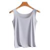 Chaleco ligero de seda de hielo de verano, antidesgaste, con base de tirantes, para mujer, transpirable, combinable, con cuello redondo, ajustado, de talla grande.