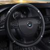 Cubierta de volante de cuero con tira de metal antideslizante y resistente al desgaste, accesorio de moda para automóvil sin anillo interior, adecuada para volante de 14,5 a 15 pulgadas