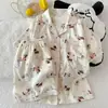Entity Packing Nube Algodón Verano Nuevo Estilo Pijama para Mujer Delgado Dulce Dibujos Animados Manga Corta Pantalón Corto Conjunto de Ropa para el Hogar