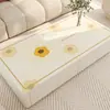 Protetor de mesa retangular estilo pintura a óleo com padrão floral vintage, textura de couro sintético, tapete à prova d'água e resistente ao calor para mesa de jantar e mesa de centro