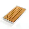 Bandeja de Té Pequeña de Cerámica de Bambú Ceremonia del Té Estilo Japonés Juego de Té Kung Fu Bandeja Redonda Pesada de Bambú Mar de Té Almacenamiento de Agua Mesa de Secado y Remojo