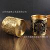 Latón Cien Bendiciones Tallado Dragón y Fénix Adorno Propicio Mesa de Té Portaplumas de Cobre Puro Decoración de Escritorio de Oficina Artesanía Sólida