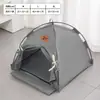Cama para Cachorro Estilo Tenda com Tapete Refrescante de Verão para Cães Pequenos, Proporcionando uma Sensação de Segurança no Verão, Semifechada, Adequada para Todas as Estações